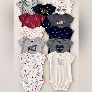Baby Girl Onesie Bundle (11 pcs) | Carter’s & Mixed Brands | 6M
